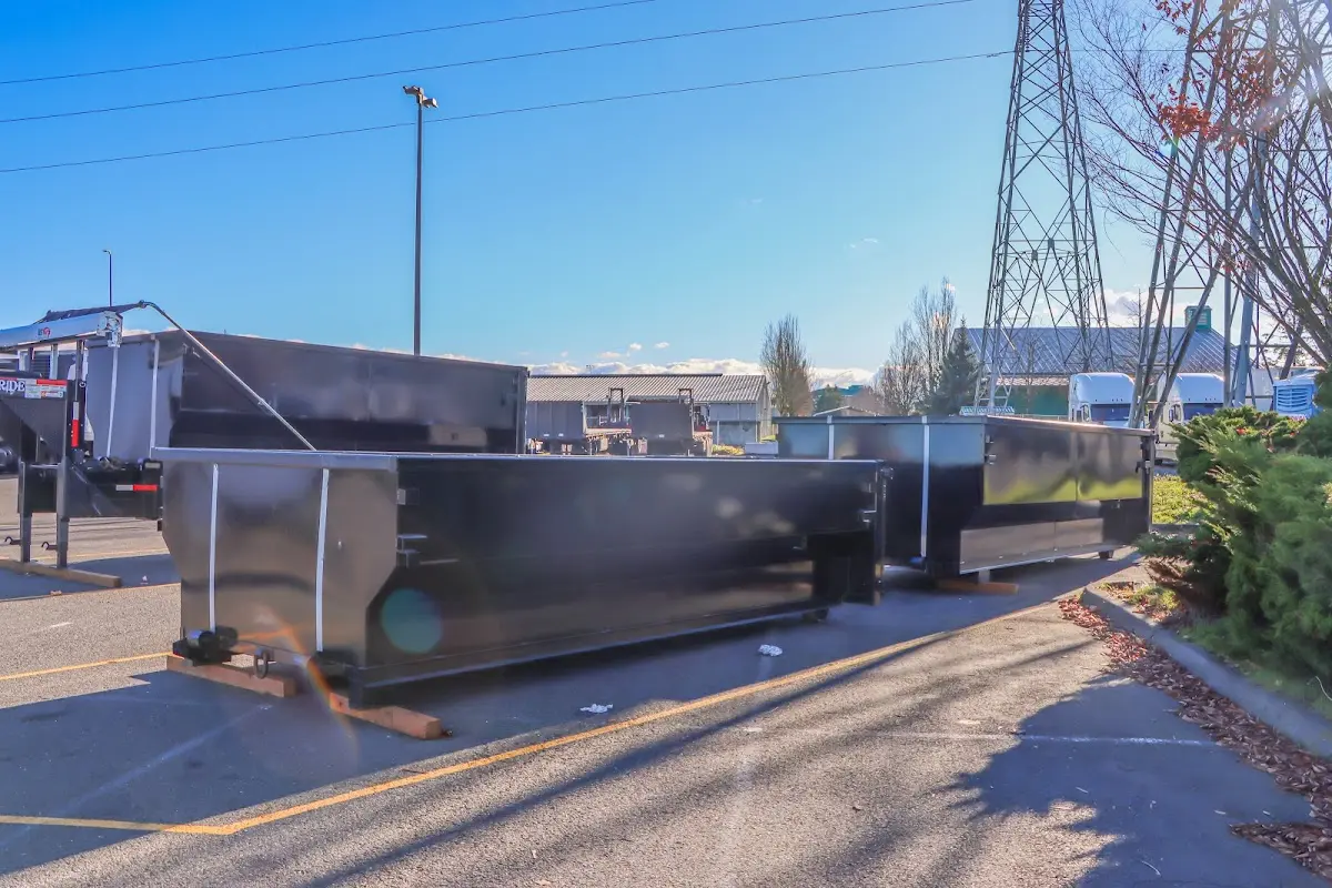 Roll-off dumpster ready for waste disposal at job site for Construction Dumpster Rental in Conshohocken